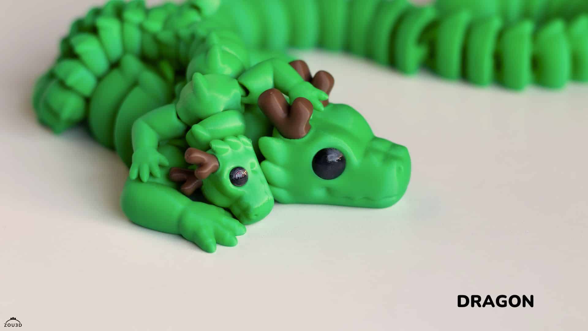 Cute Dragon Green with Brown Horns