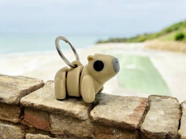 Baby Capybara Keyring Bone White