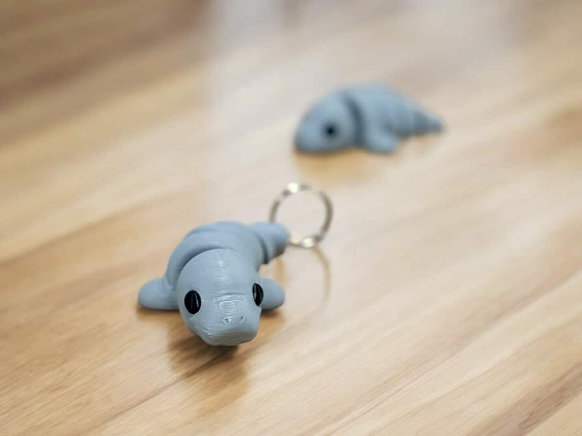 Baby Manatee Flexi Keyring Grey