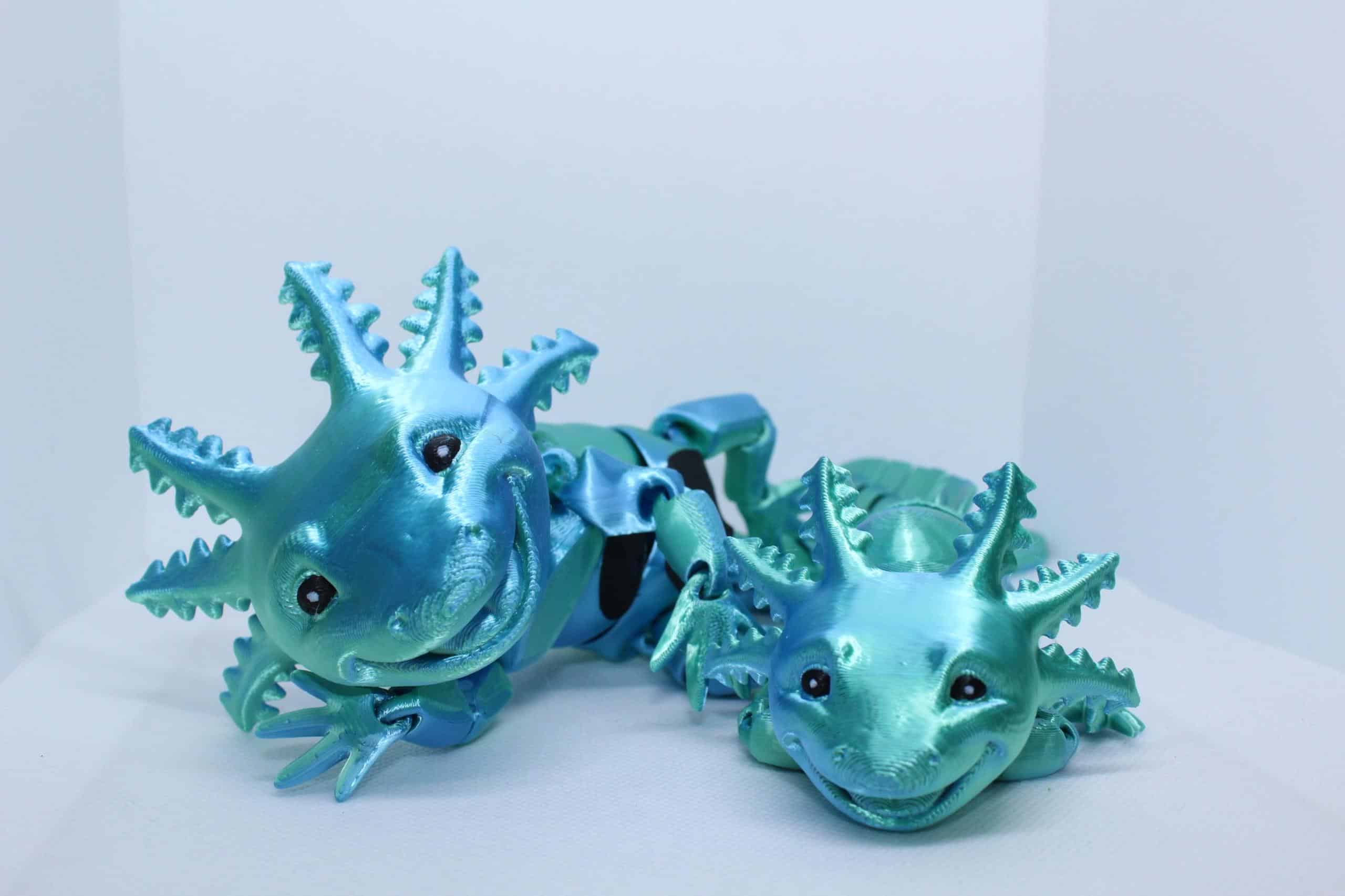 Laughing Axolotl - Blue Green Silk