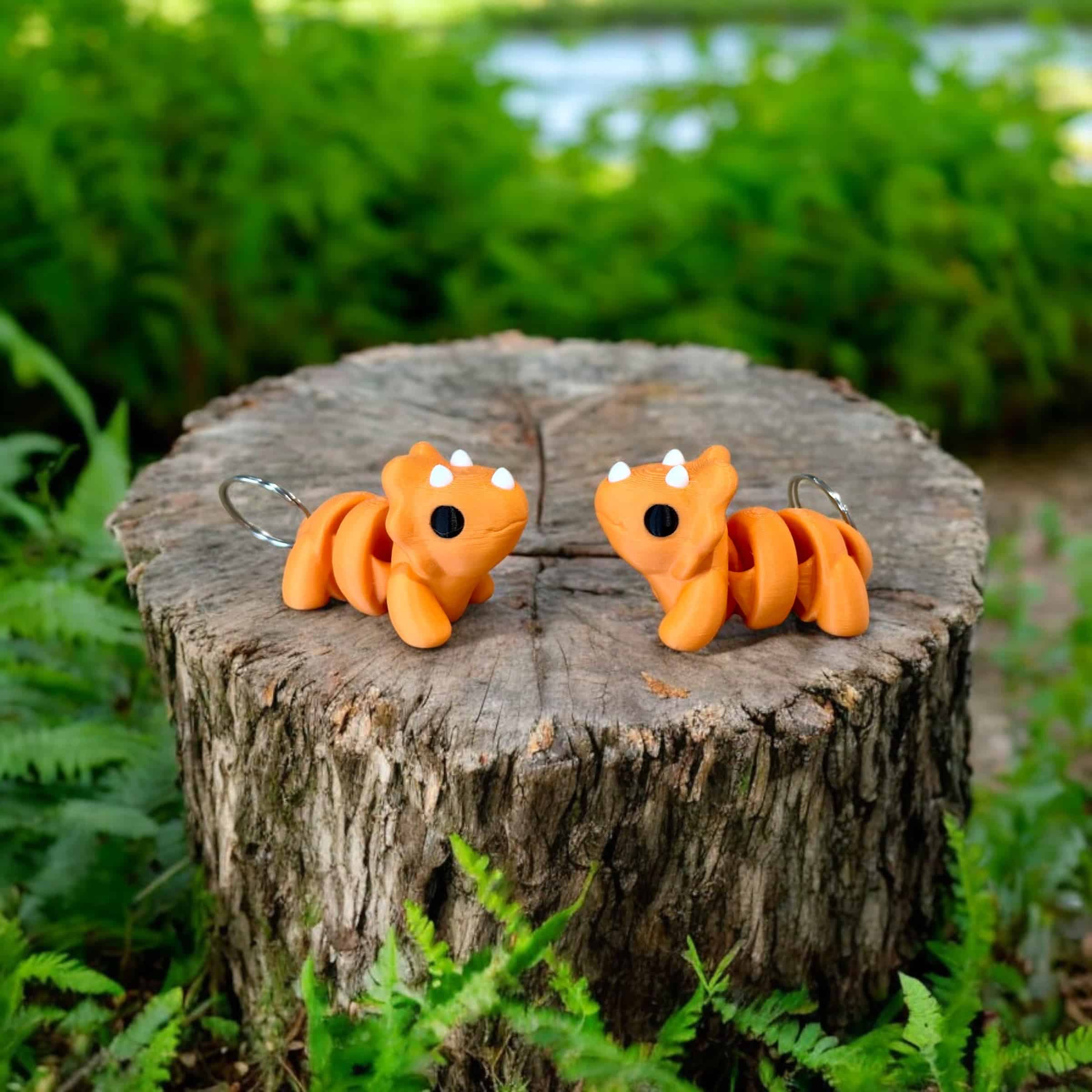 Triceratops Keyring Orange