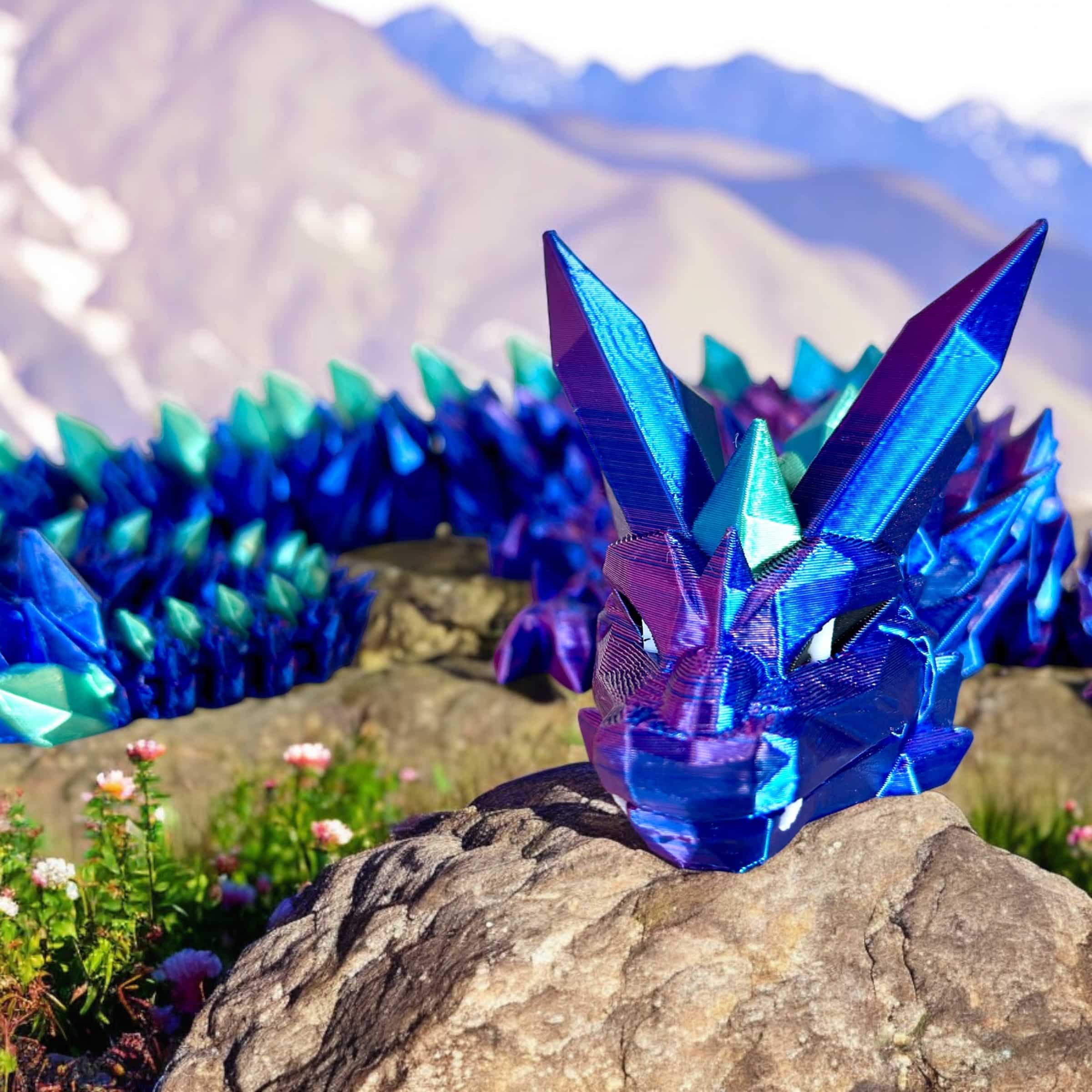 Crystal Dragon Blue Magenta with Blue Green Spikes