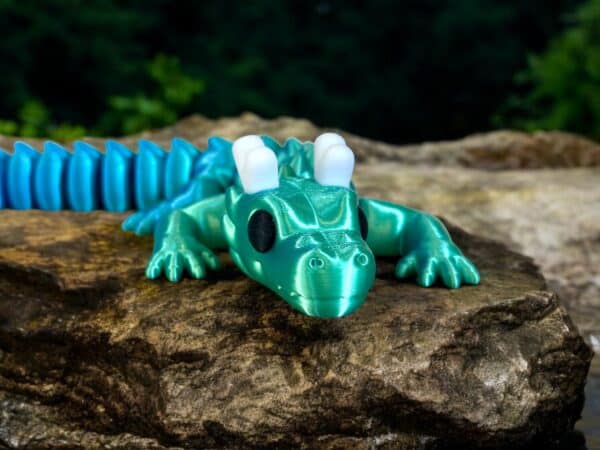 Cute Dragon Blue Green with White Horns