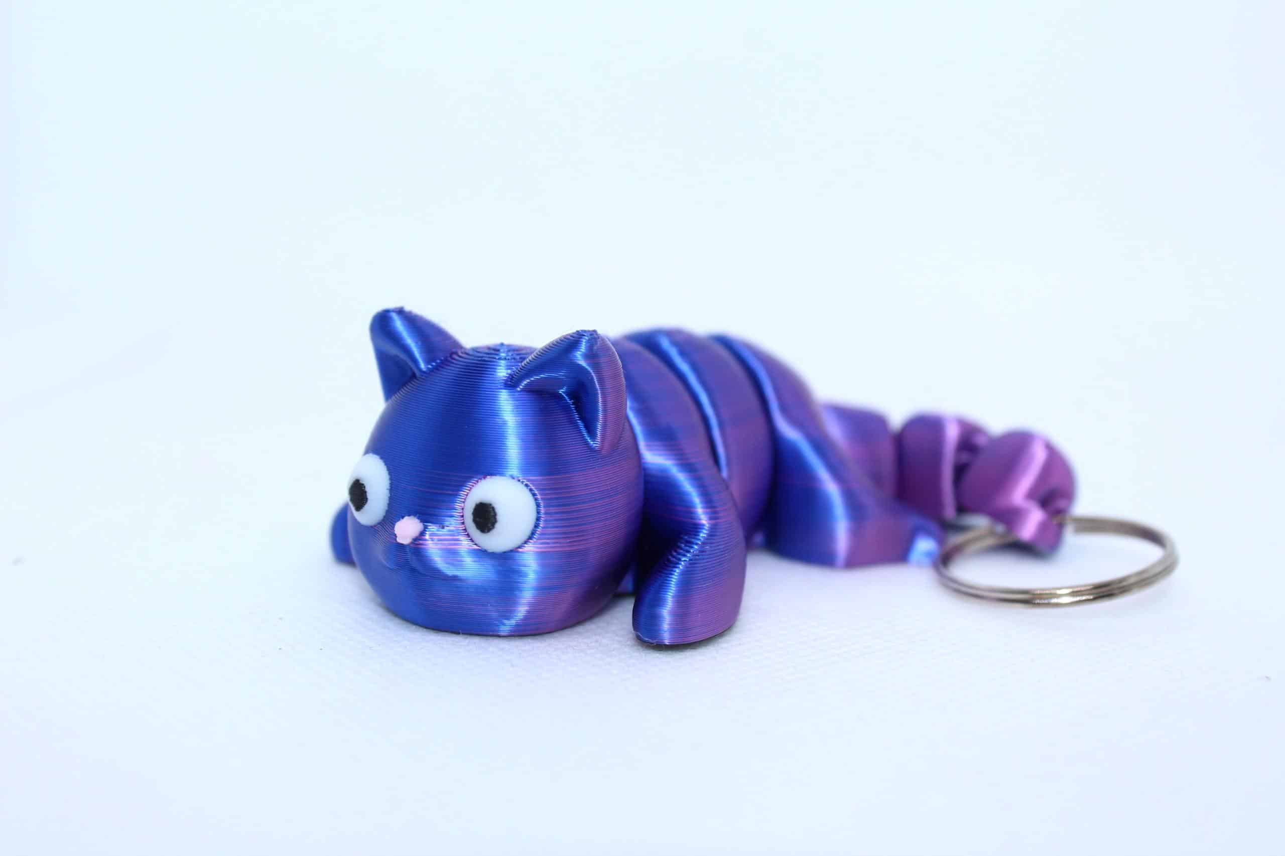 Flexi Cat Keyring Blue Magenta Silk