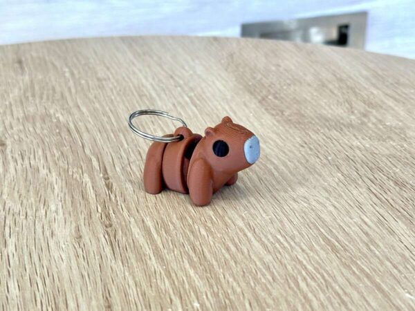 Baby Capybara Flexi Keyring Brown