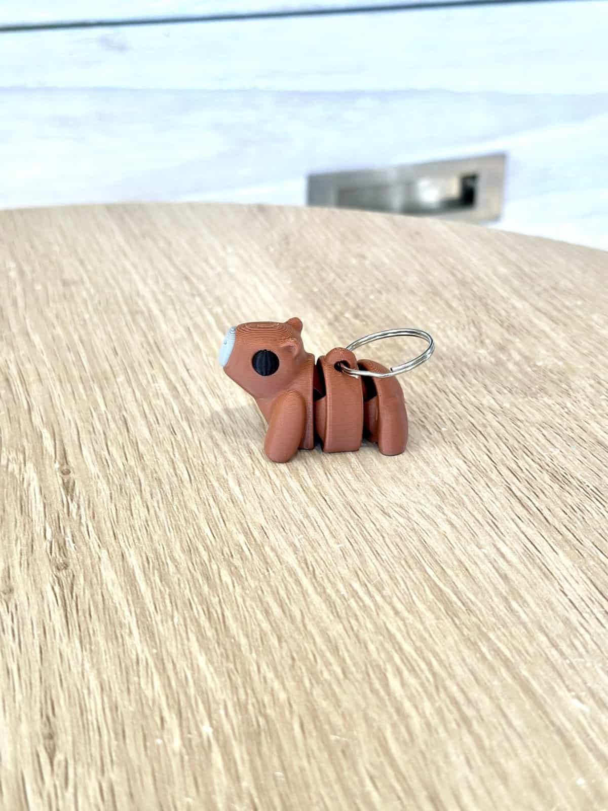 Baby Capybara Flexi Keyring Brown