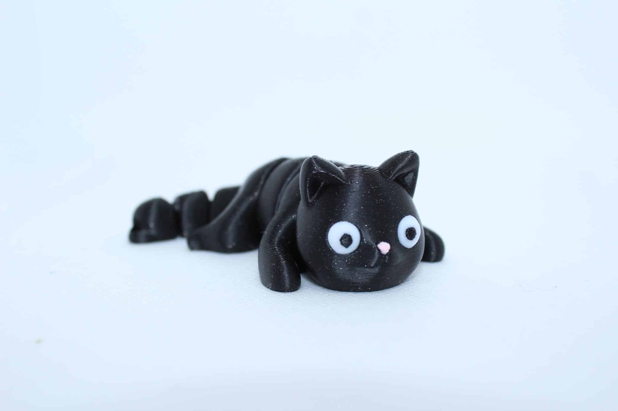 Flexi Cat Keyring Black Sparkle