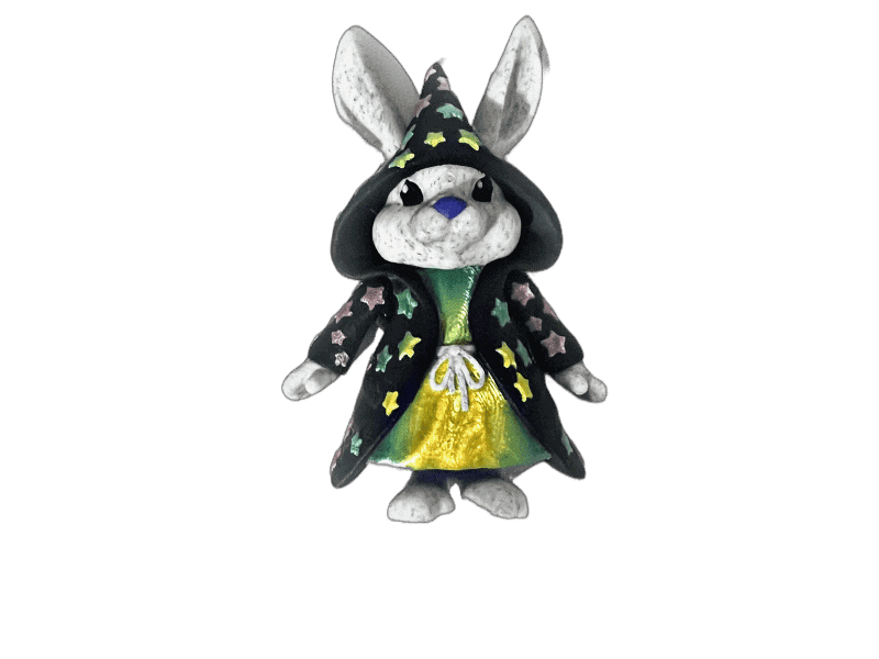 Wizard Bunny Green Stars