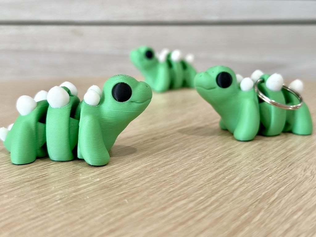 Flexi Baby Stegosaurus Keyring grass green