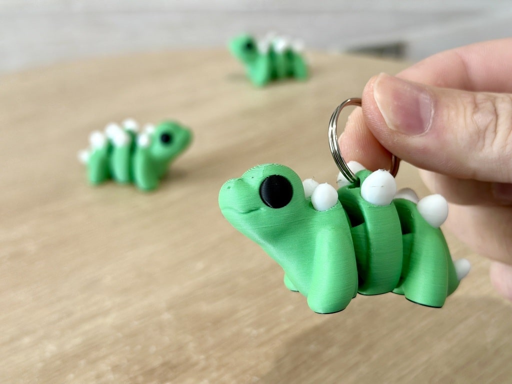 Flexi Baby Stegosaurus Keyring grass green