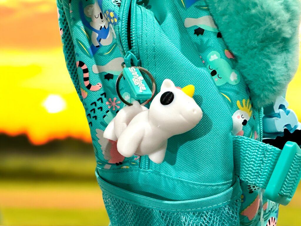 Flexi Unicorn Keyring on bag