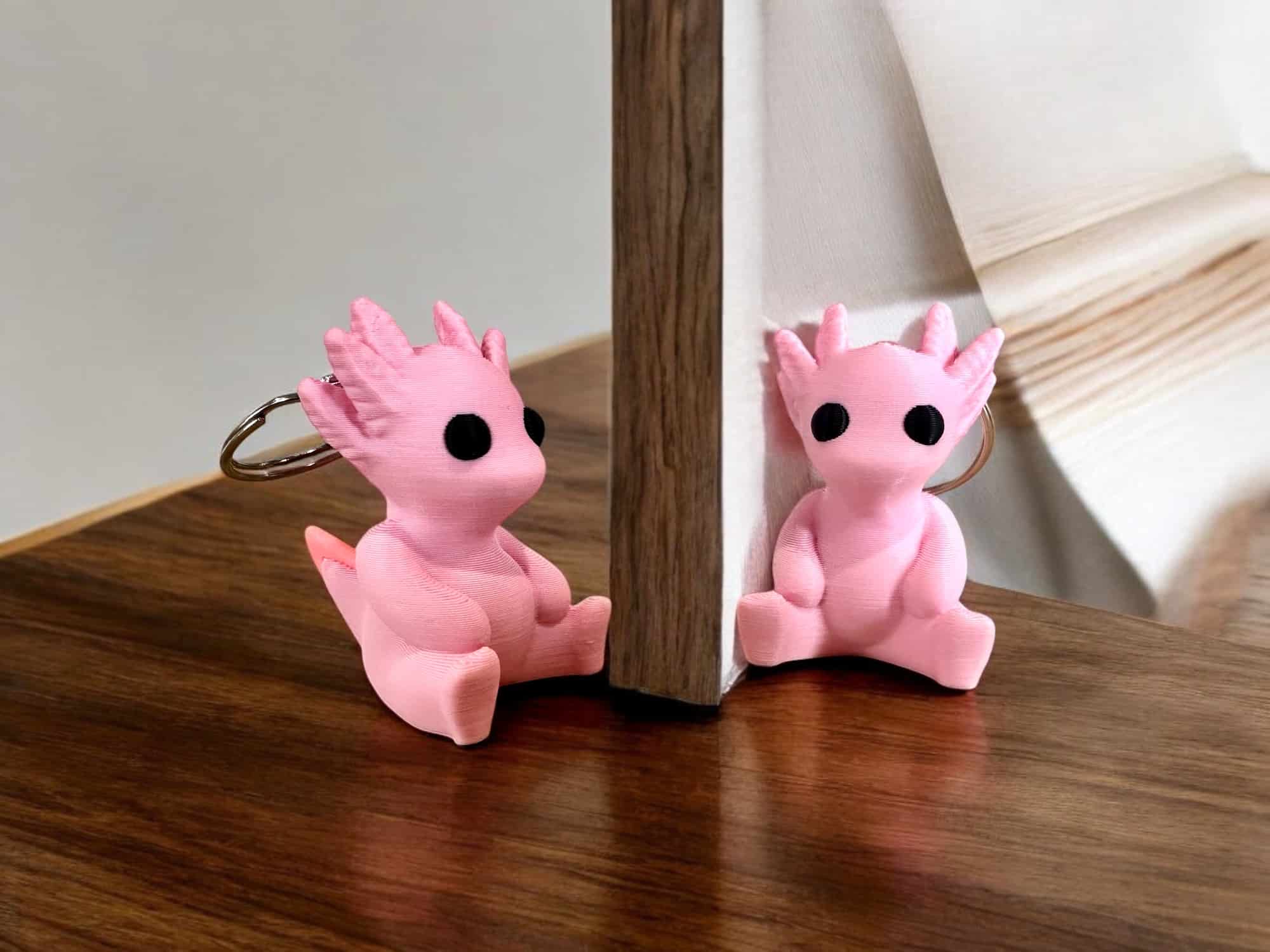 Axolotl Sculpture Keyring Pink Pastel