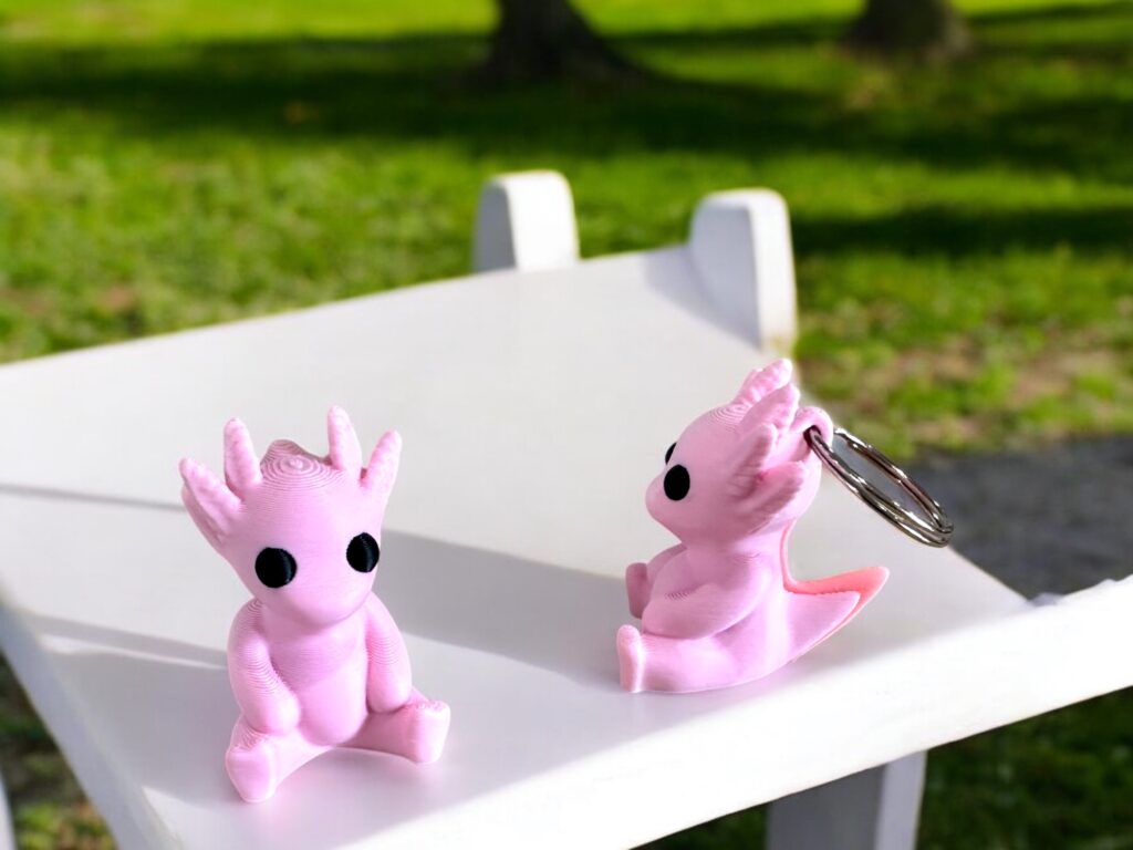 Axolotl Sculpture Keyring Pink Pastel