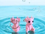 Axolotl Sculpture Keyring Pink Pastel