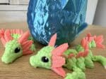 Axolotl Dragon - Green Glow with Pink Glow Spikes