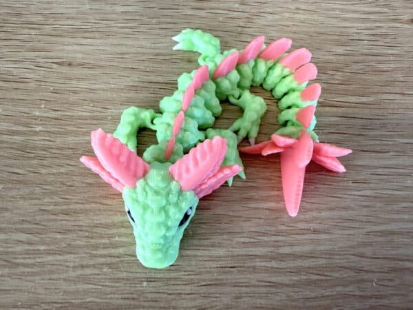 Axolotl Dragon - Green Glow with Pink Glow Spikes