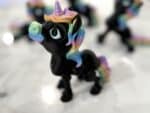 Flexi Pony Unicorn - Black Sparkle with Pastel Rainbow Features