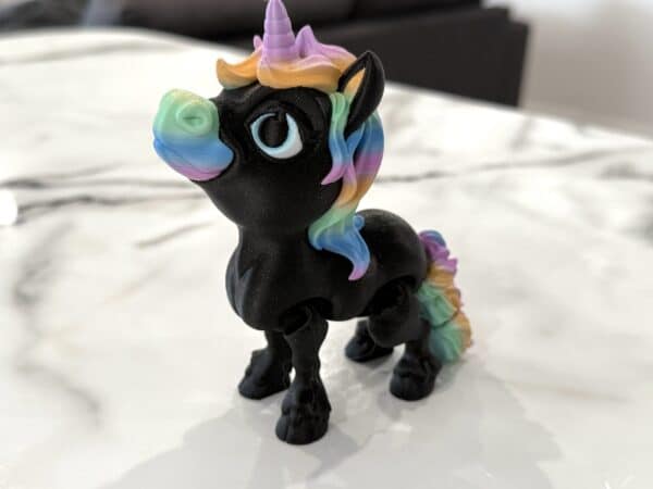 Flexi Pony Unicorn - Black Sparkle with Pastel Rainbow Features