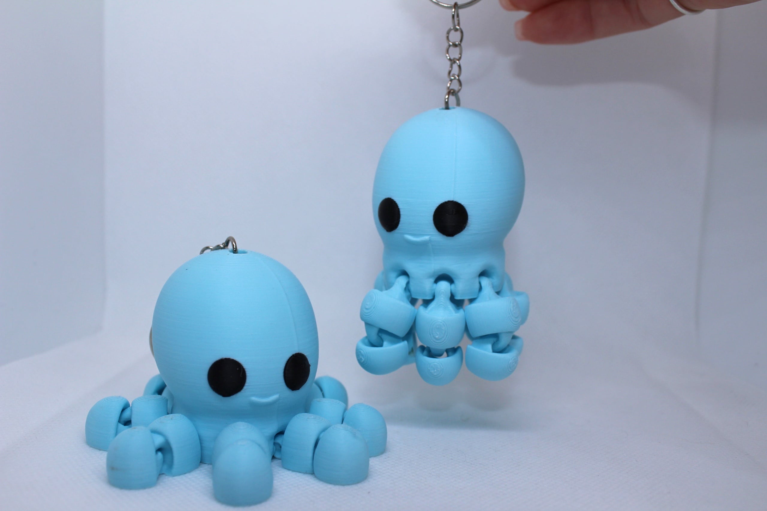 Flexi Octopus Keyring - Baby Blue