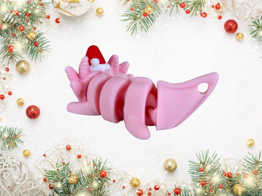 Santa Axolotl Keyring